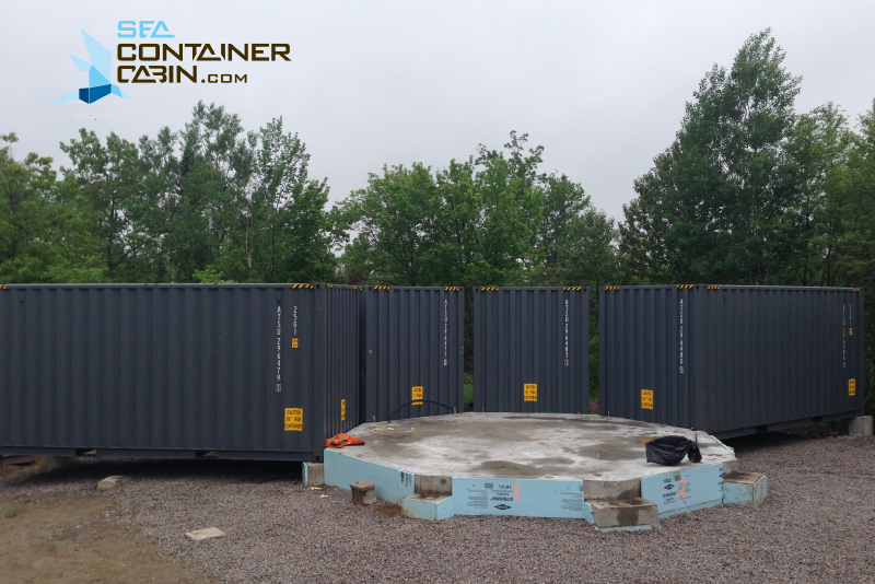 First 4 shipping containers placed into position.