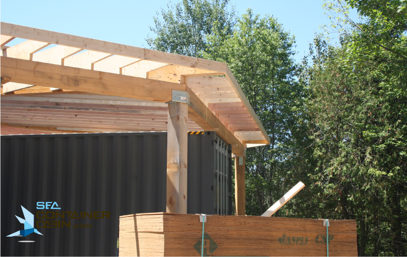 framing of the shipping container cabin project - summer