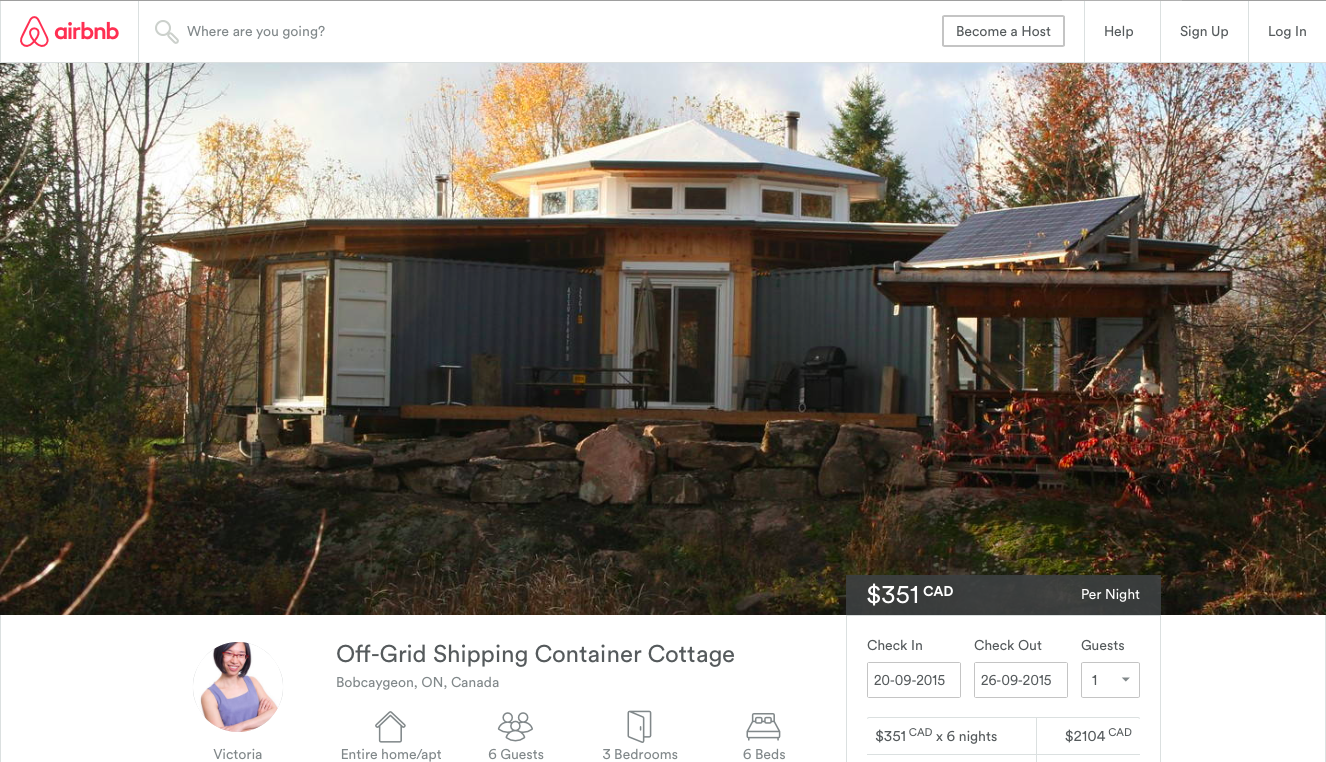 AirBnB OCTOPOD rental shipping container house
